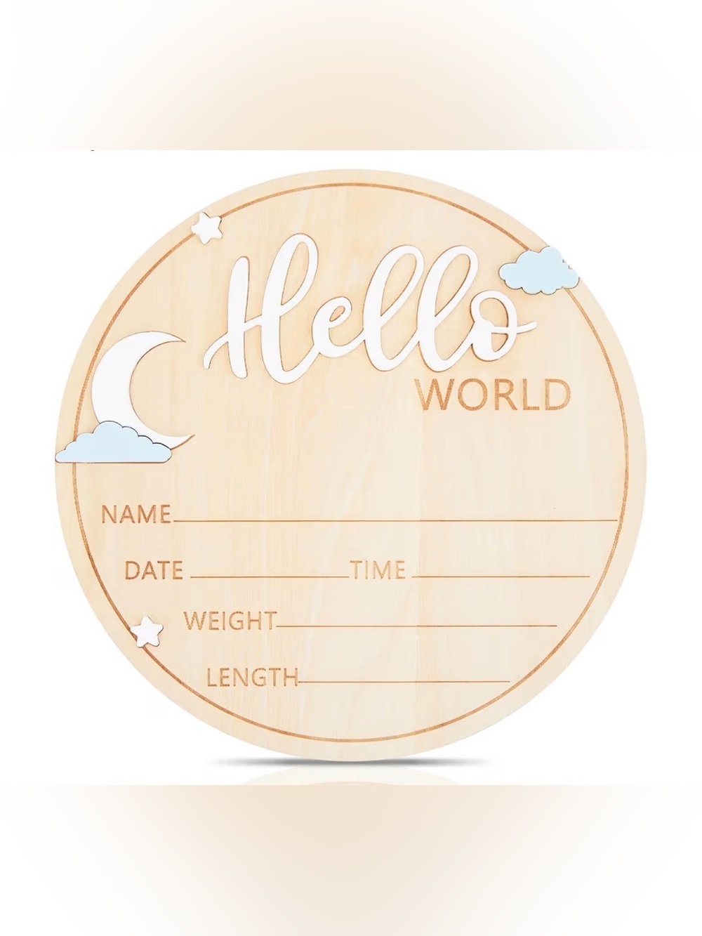 Wooden Hello World Newborn Sign